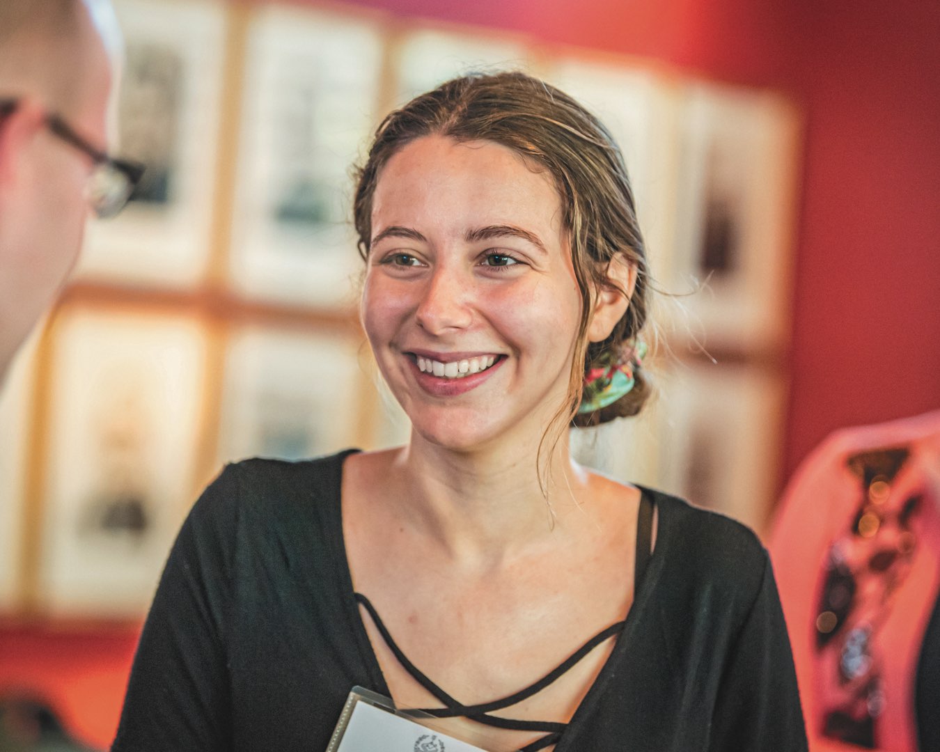 Polly and Terry O’Toole talking with incoming O’Toole Scholars Jonathan Marte and Bryan Barahona at the O’Toole Luncheon
