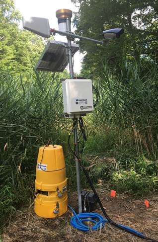 Stream monitoring station located along Chrome Run Stream monitoring station located along Chrome Run
