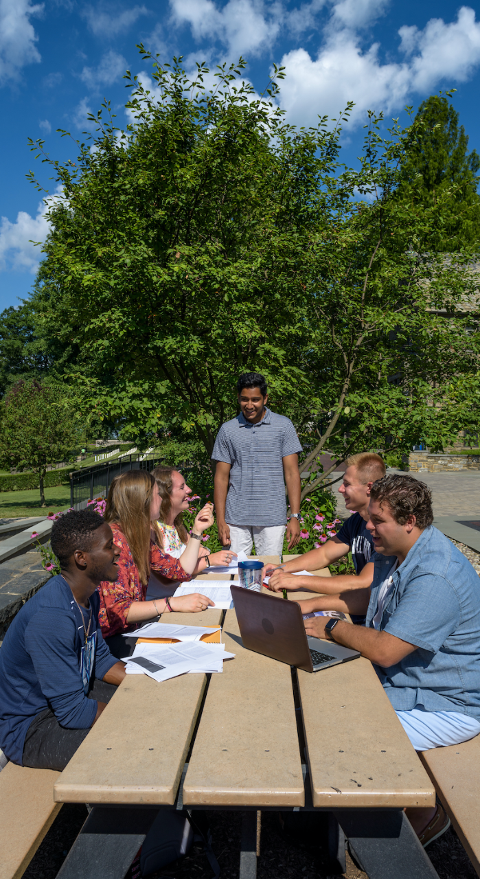 image of students eating outside at Villanova