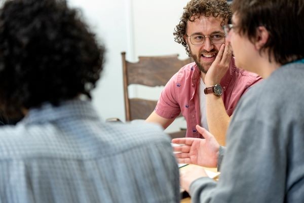 Villanova students in a classroom setting.