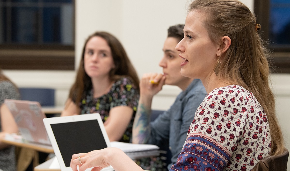 Graduate Counseling students engaged in class discussion