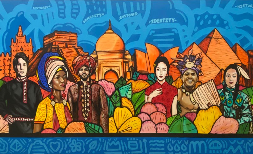 Mural painted by Alloyius Mcilwaine outside of the GIS office in Garey Hall. Mural painted by Alloyius Mcilwaine outside of the GIS office in Garey Hall.