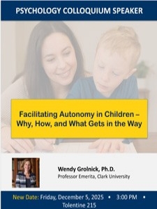 Wendy Grolnick flyer for December 5th colloquium with transparent background showing a mother and her child.