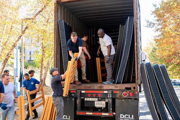 Image of recycling piles at Villanova University Cabrini Campus