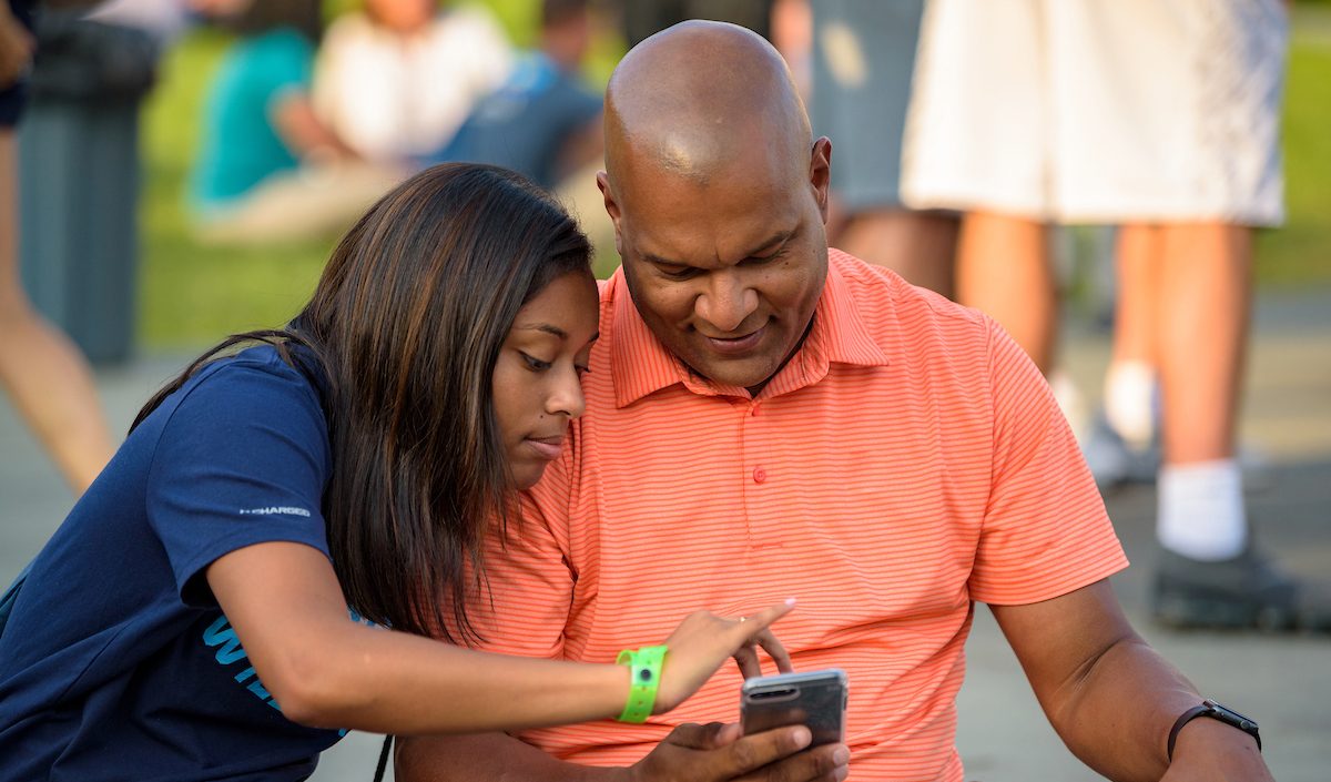 Father and daughter candid photo