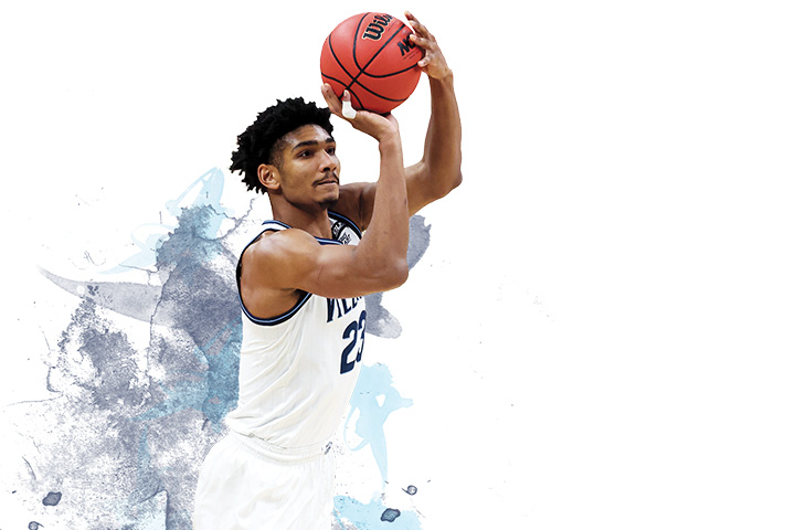illustration of Villanova men's basketball player Jermaine Samuels